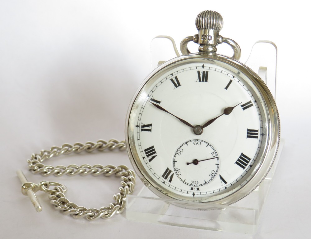 Antique Swiss silver pocket watch and chain