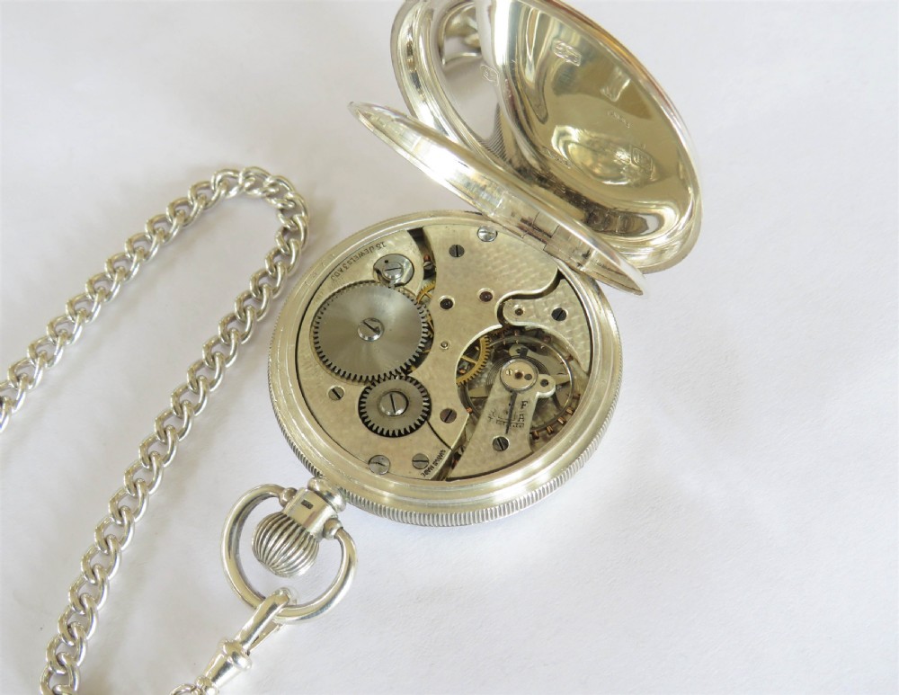 Antique Swiss silver pocket watch and chain View IV