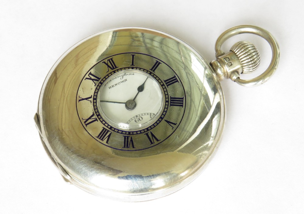 Antique silver Bravingtons Renown half hunter pocket watch