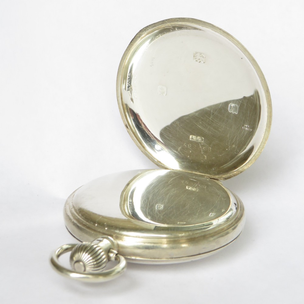 Antique silver Bravingtons Renown half hunter pocket watch View III