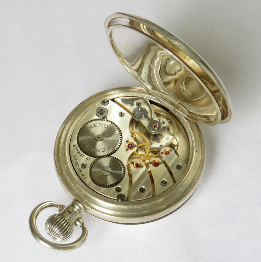 Antique silver Bravingtons Renown half hunter pocket watch View IV
