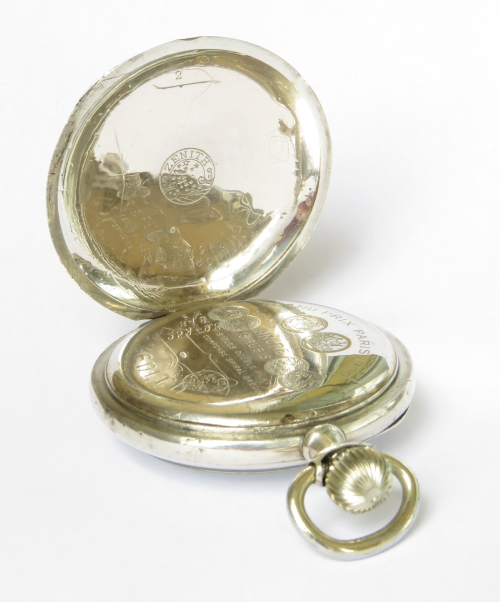 Antique silver Zenith pocket watch View IV