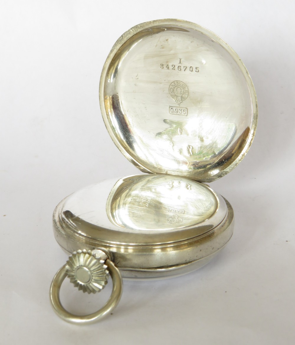 Small antique silver Omega pocket watch, c1910 View III