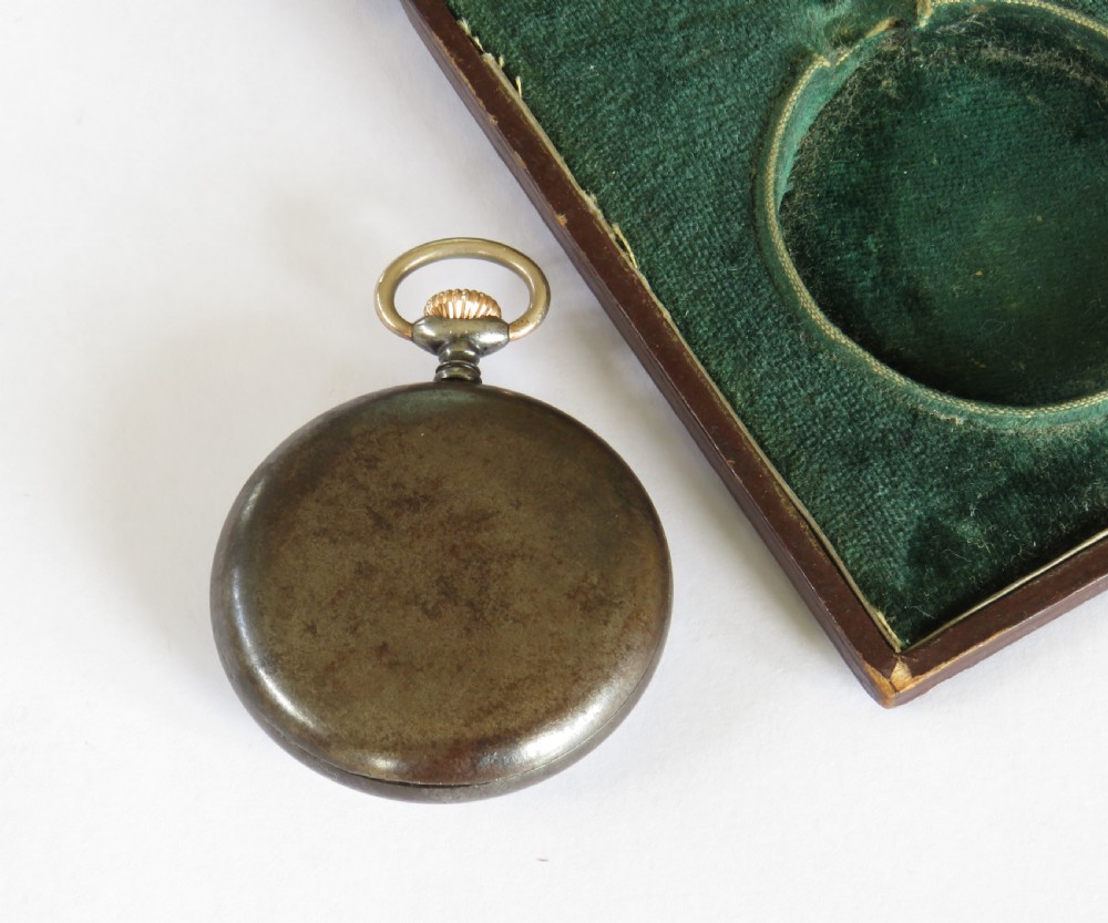 Small Longines gun metal pocket watch, 1925 View IV