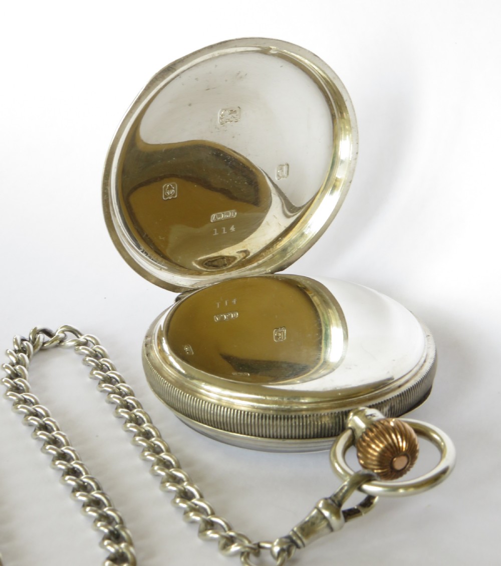 Antique silver Waltham pocket watch and chain View III
