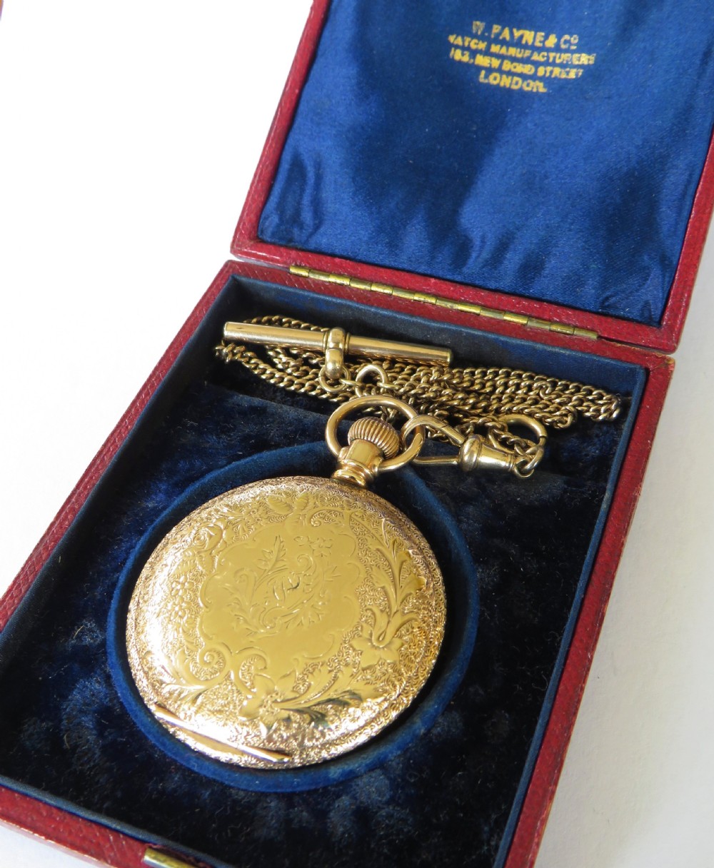 Small antique Waltham full hunter pocket watch and chain View V