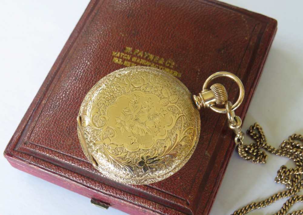 Small antique Waltham full hunter pocket watch and chain View VII