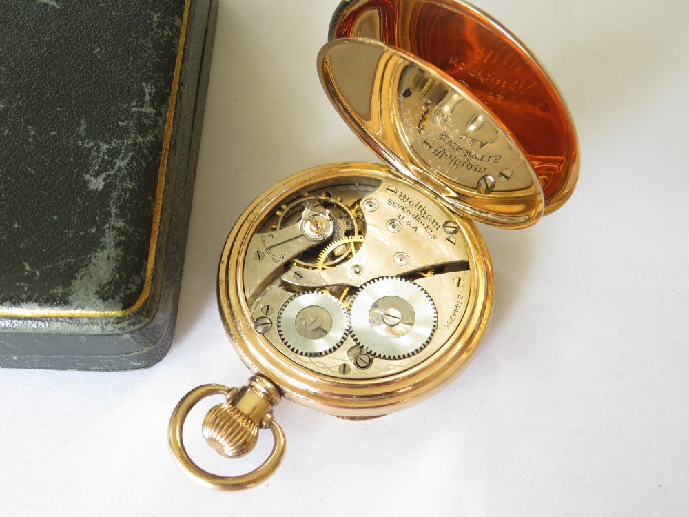 Antique Waltham gold filled pocket watch, 1908 View III