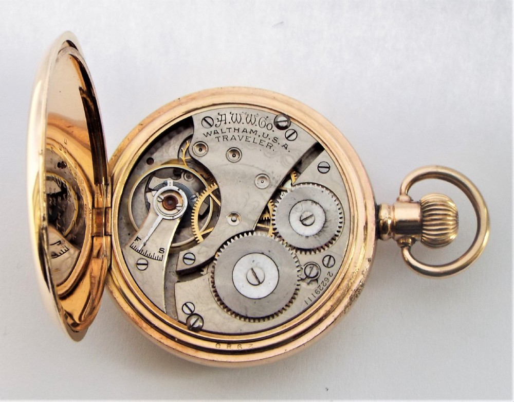 Antique  Waltham Traveler full hunter pocket watch. 1927 View VI