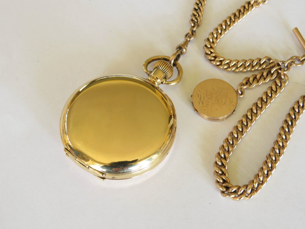 Record Dreadnought half hunter pocket watch and chain View VI