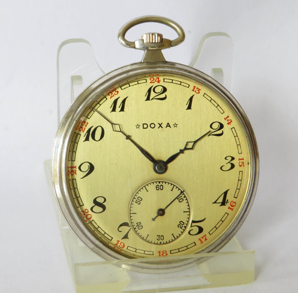 Antique silver Doxa pocket watch, with niello case.