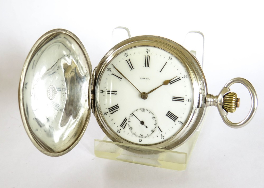 Antique silver Omega full hunter pocket watch