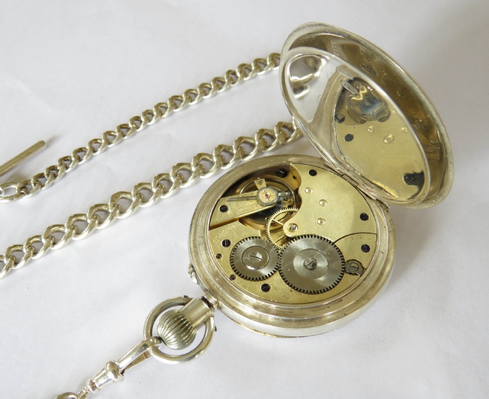 Antique silver Longines pocket watch for J W Benson, with chain View V