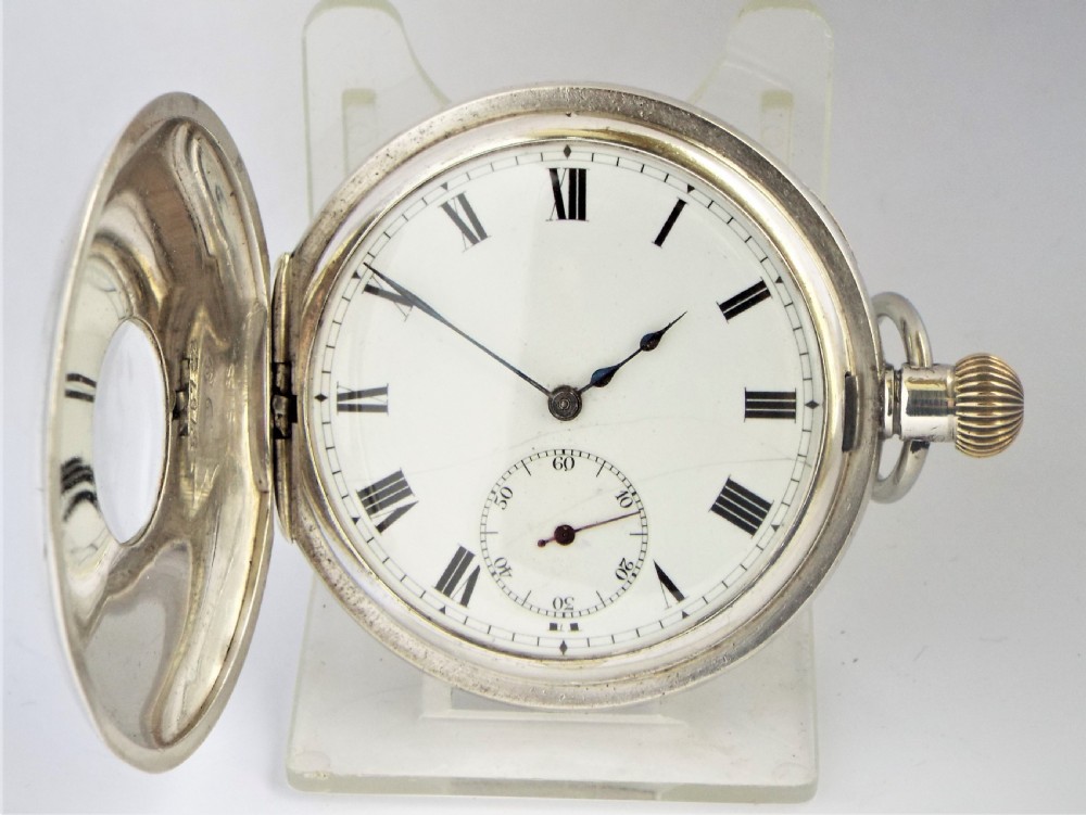 Silver Longines half hunter pocket watch, 1918. View II