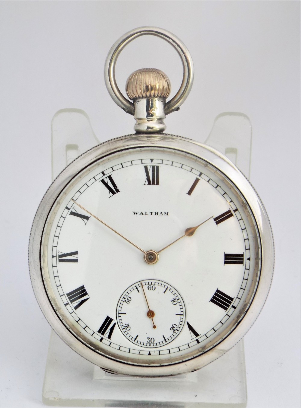 Antique silver Waltham Traveler pocket watch, 1907.