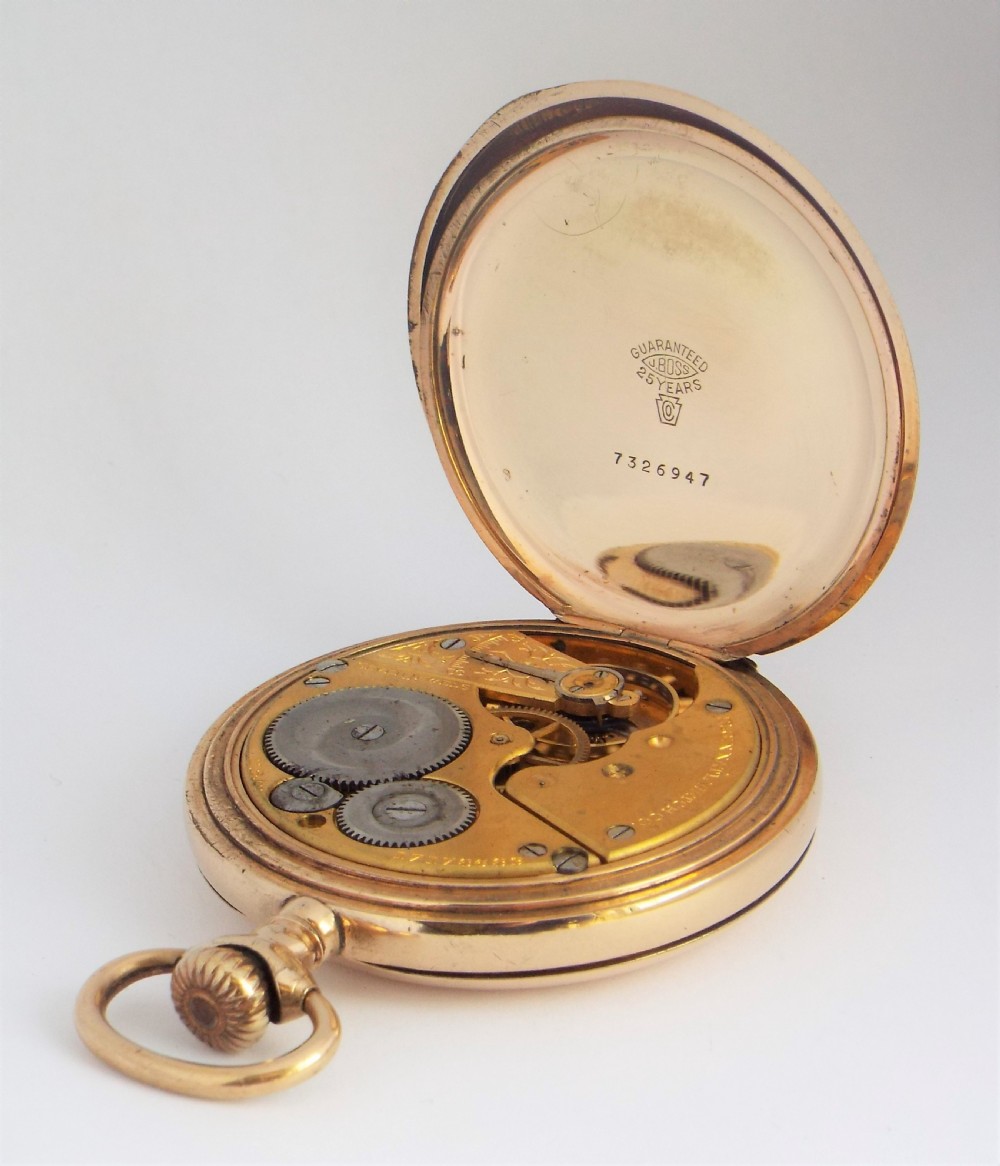 Antique Elgin full hunter pocket watch, 1913. View V