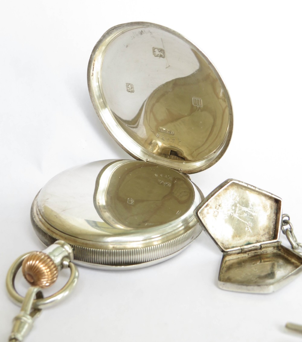 Silver Limit pocket watch, chain and dog locket View III
