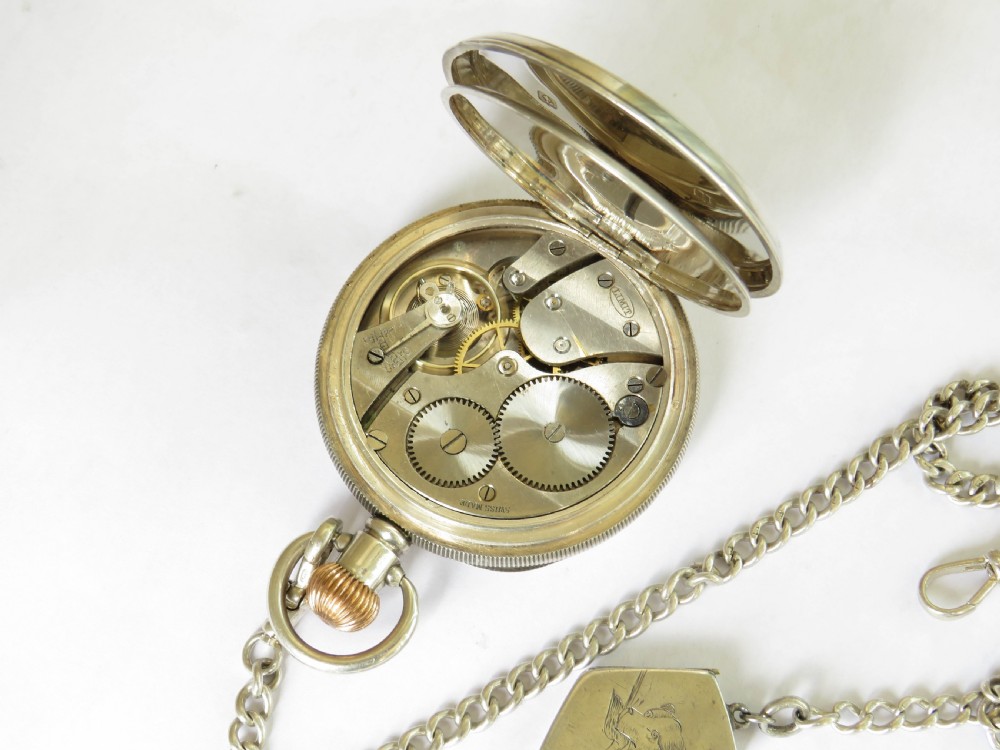 Silver Limit pocket watch, chain and dog locket View IV