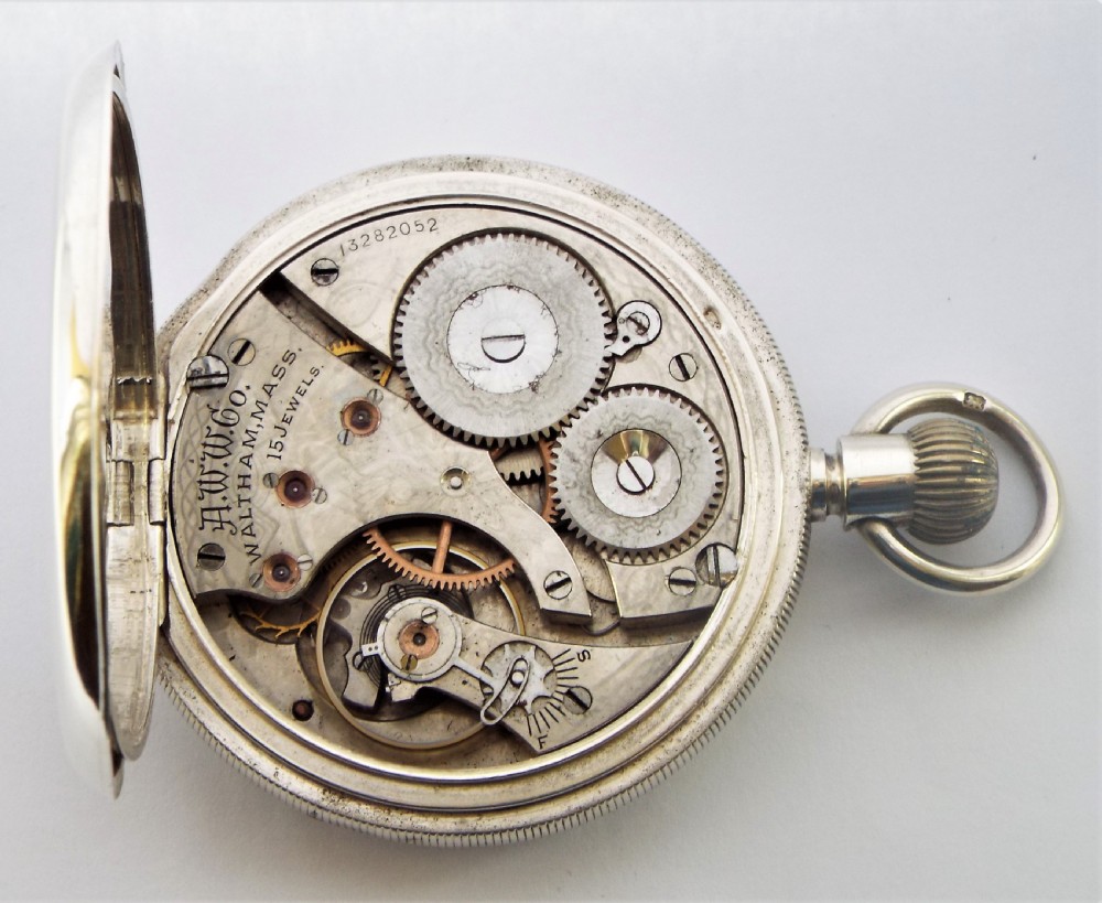 Antique silver Waltham pocket watch, 1903. View V