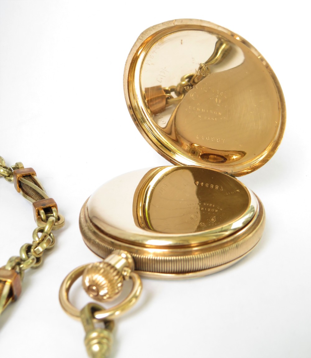Antique Waltham Traveler pocket watch and chain View III