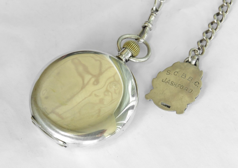 Antique silver Thomas Russell pocket watch and chain. View V