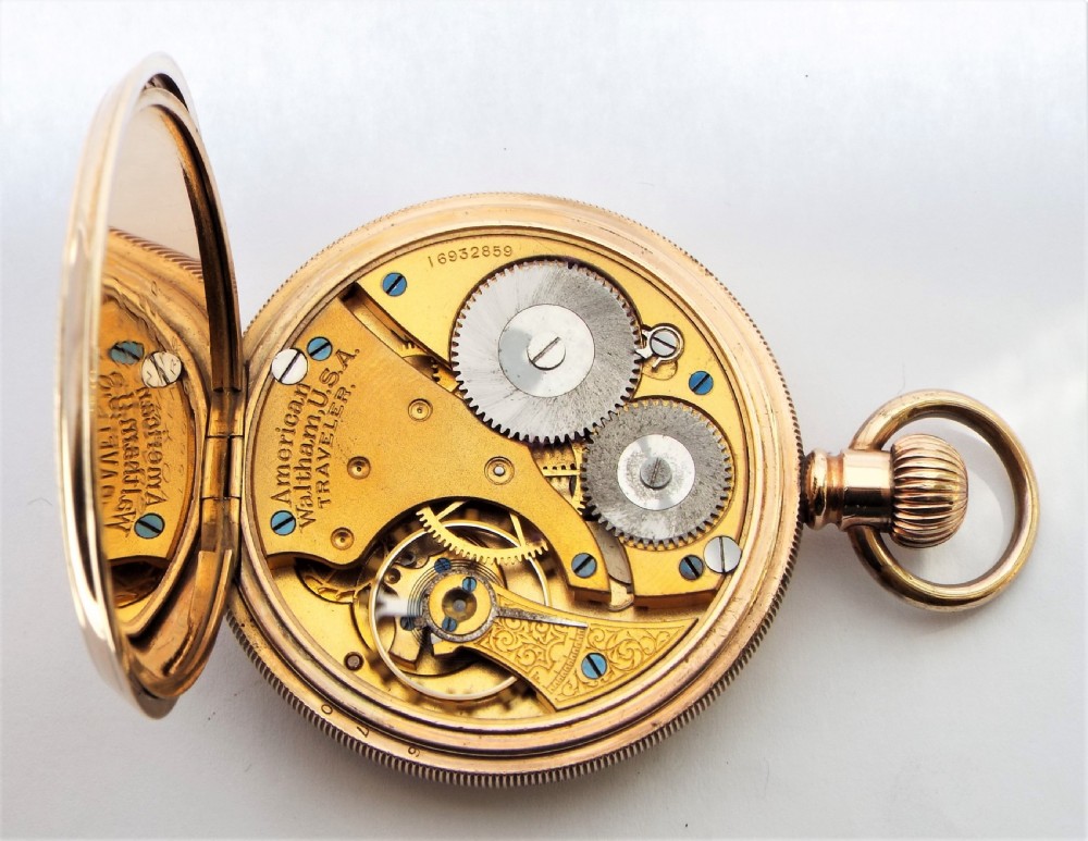Antique  Waltham  Traveler pocket watch 1908. View V