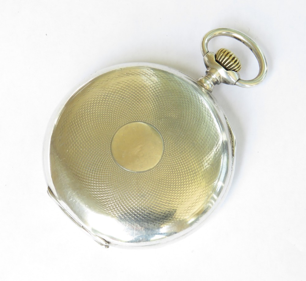 Antique silver Omega pocket watch, blue dial View V