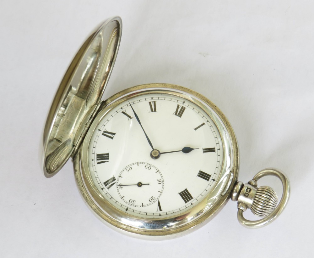 Swiss silver full hunter pocket watch, 1939 View II