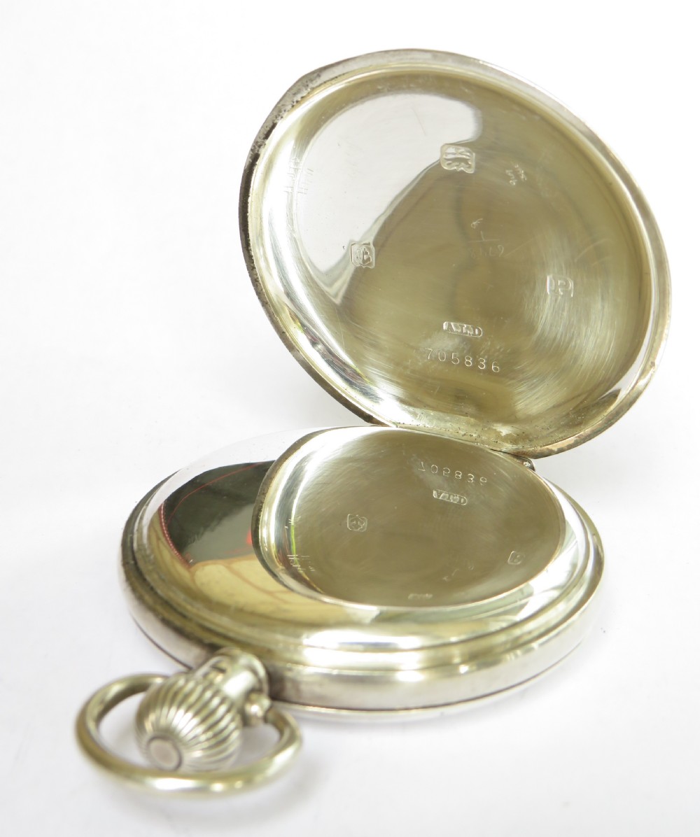 Swiss silver full hunter pocket watch, 1939 View III