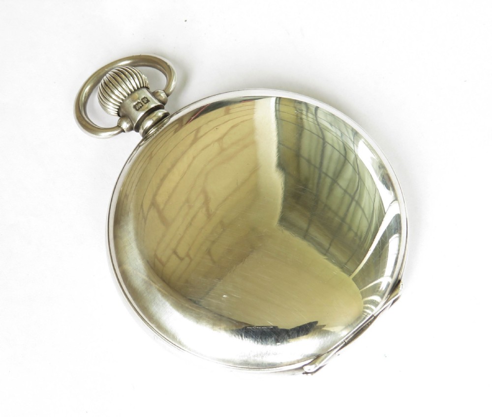 Swiss silver full hunter pocket watch, 1939 View V
