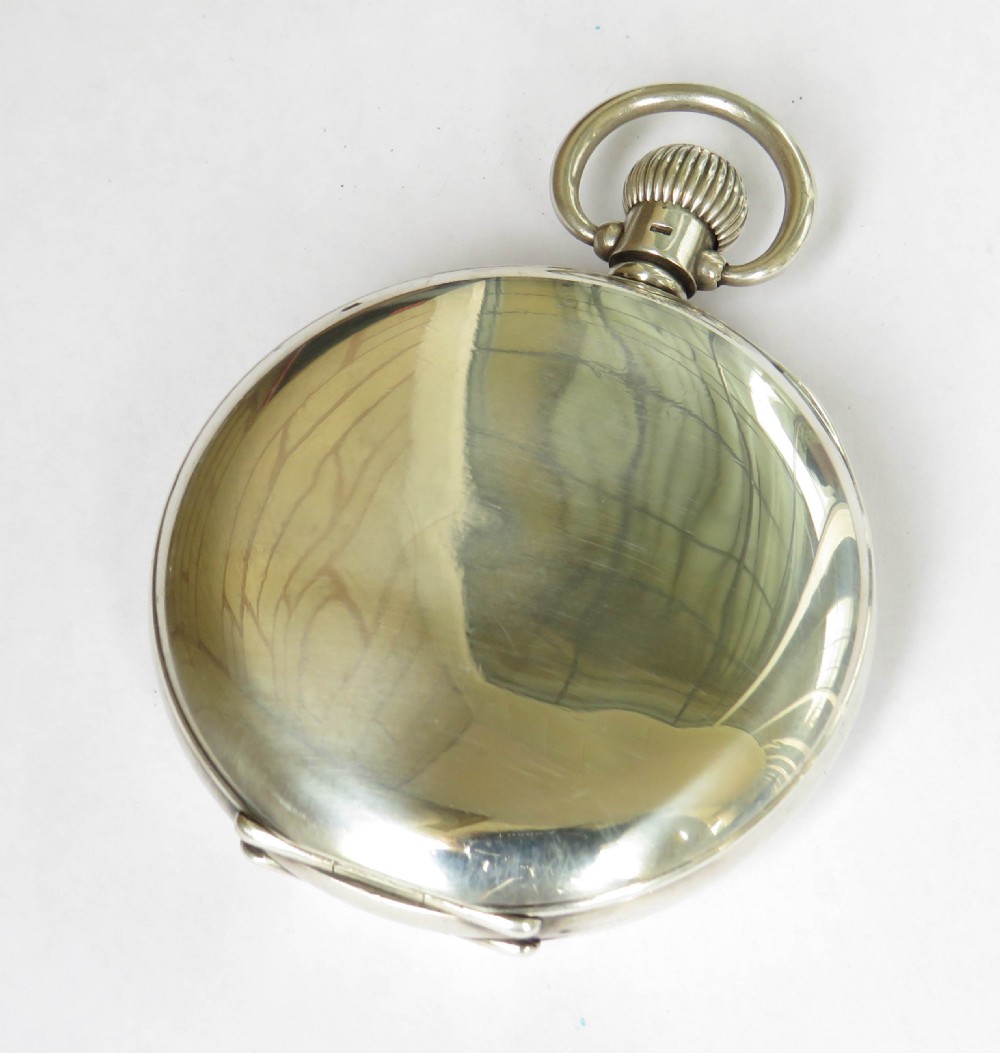 Swiss silver full hunter pocket watch, 1939 View VI