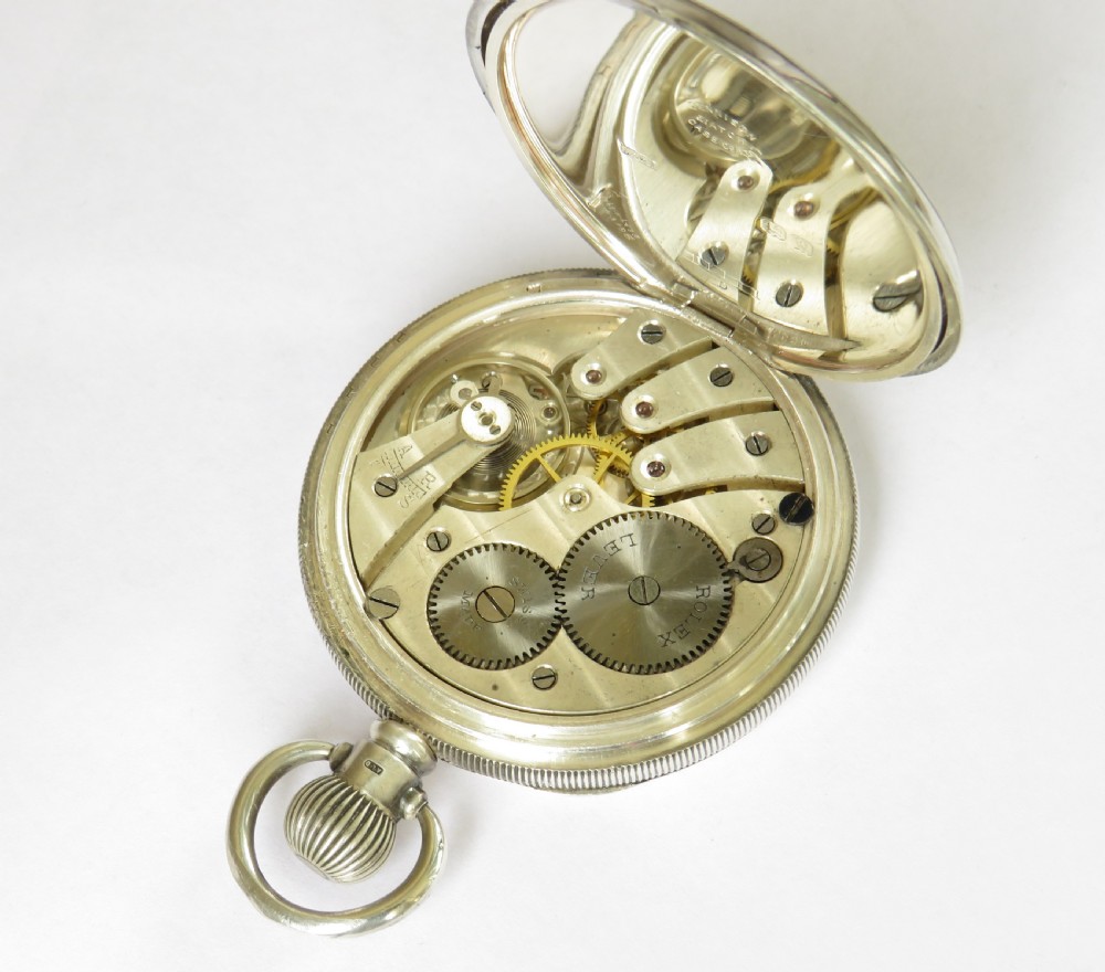 Antique silver Rolex pocket watch, 1921 View III