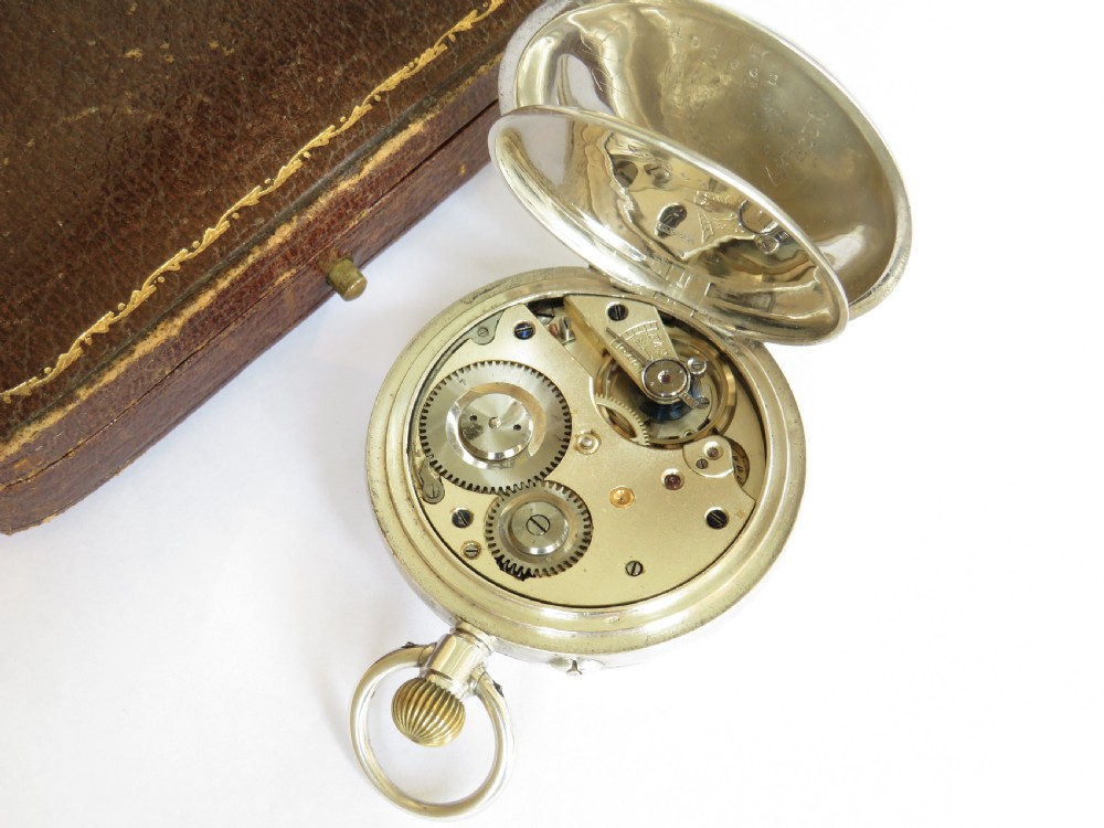 Antique silver half hunter pocket watch, military history View III