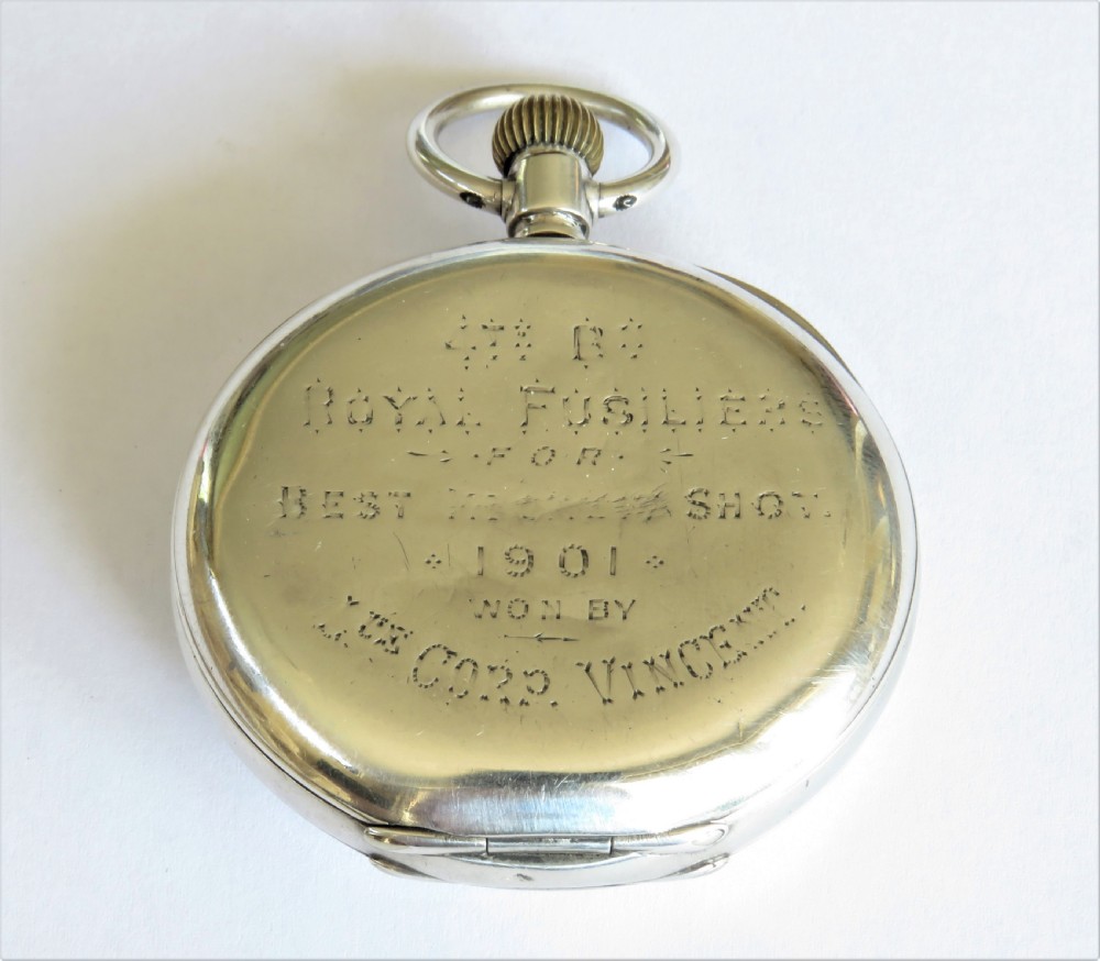 Antique silver half hunter pocket watch, military history View IV
