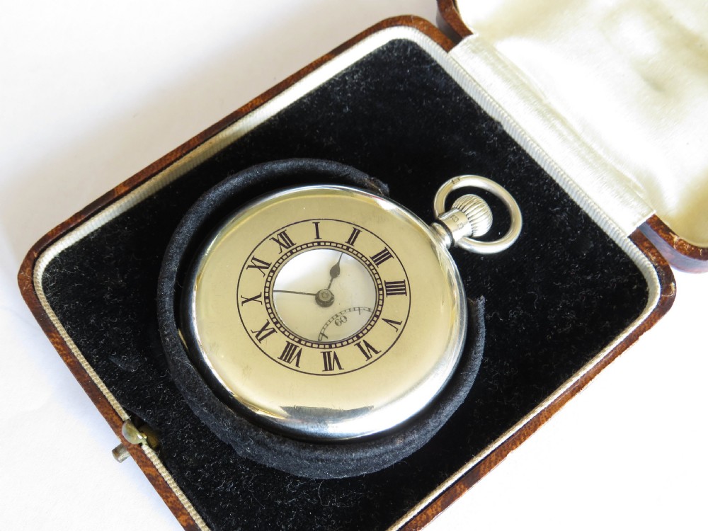 Antique  silver Stauffer & Co hunter pocket watch.