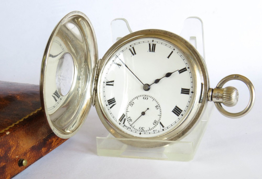 Antique  silver Stauffer & Co hunter pocket watch. View II
