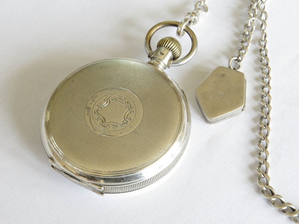 Antique silver Limit pocket watch and chain View V