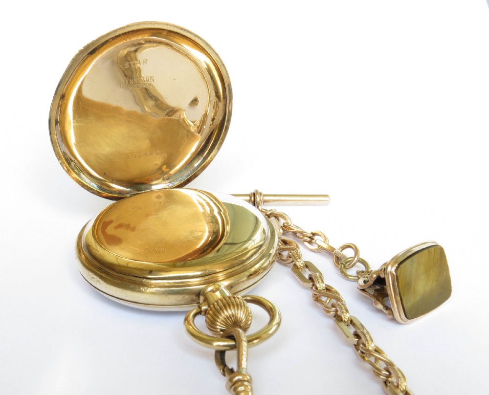 Antique Waltham pocket watch and chain View II