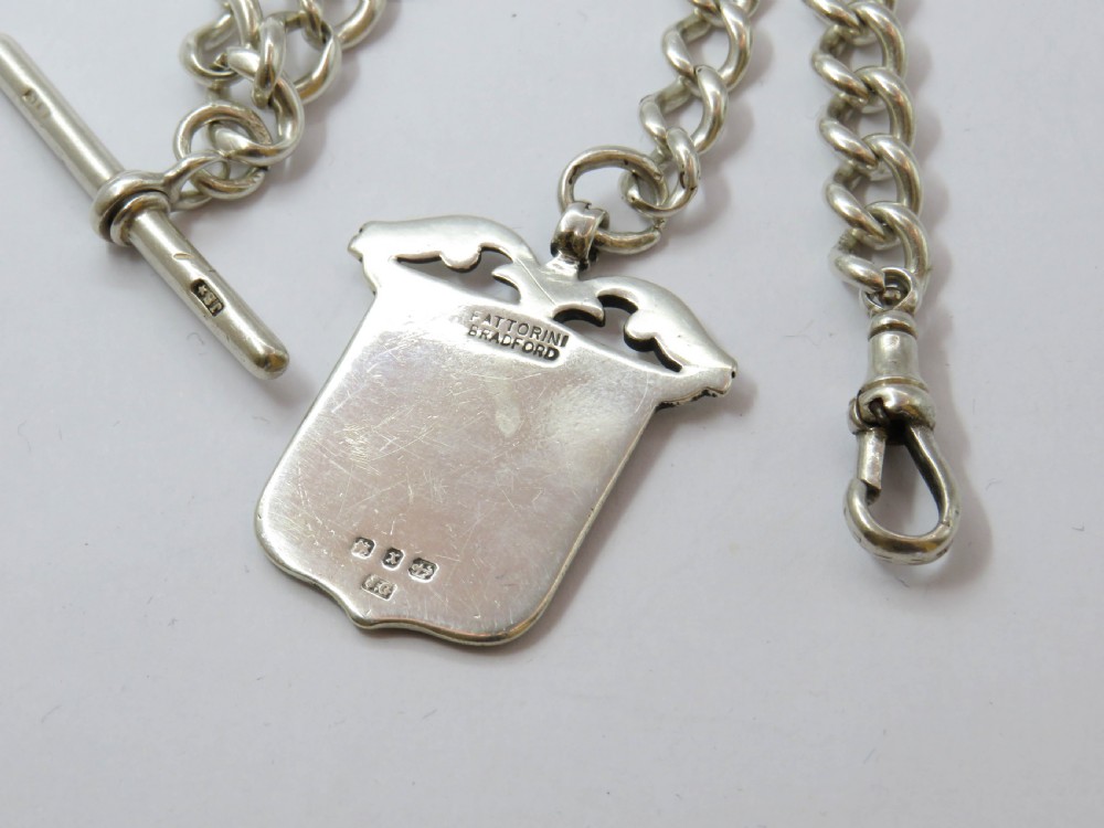 Antique silver pocket watch chain and Dewsbury fob View III