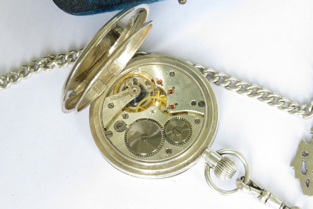 Silver Stauffer half hunter pocket watch and chain View III