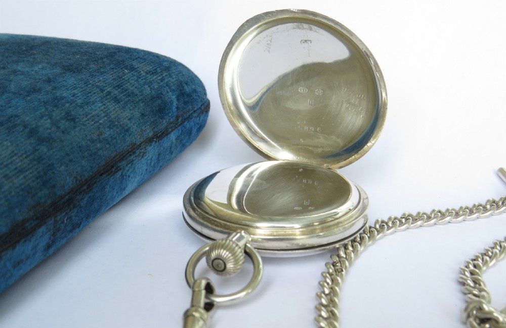 Silver Stauffer half hunter pocket watch and chain View IV