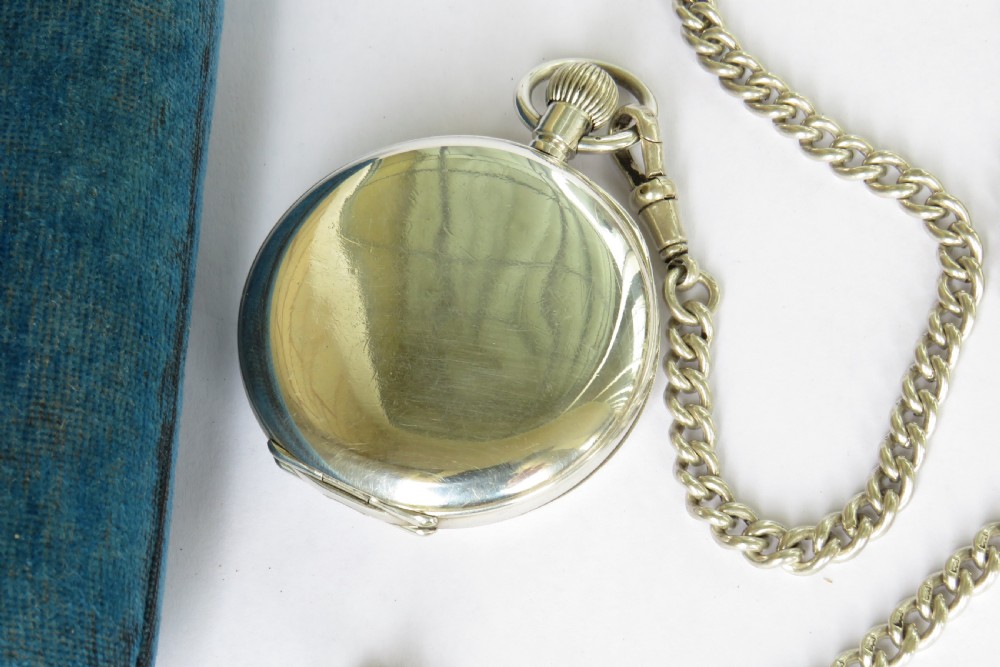 Silver Stauffer half hunter pocket watch and chain View V