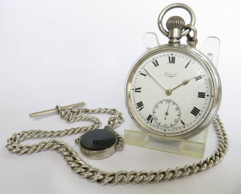 Antique silver Limit pocket watch and chain