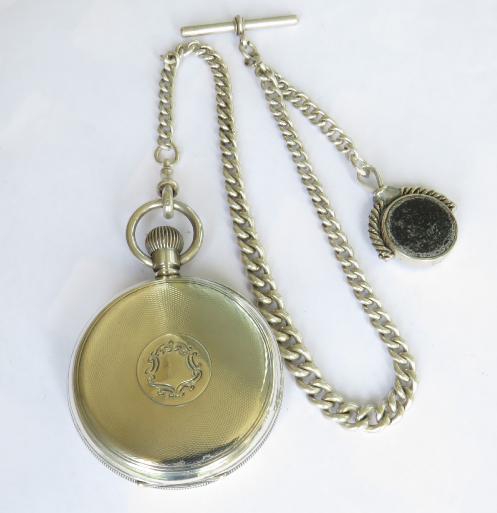 Antique silver Limit pocket watch and chain View V