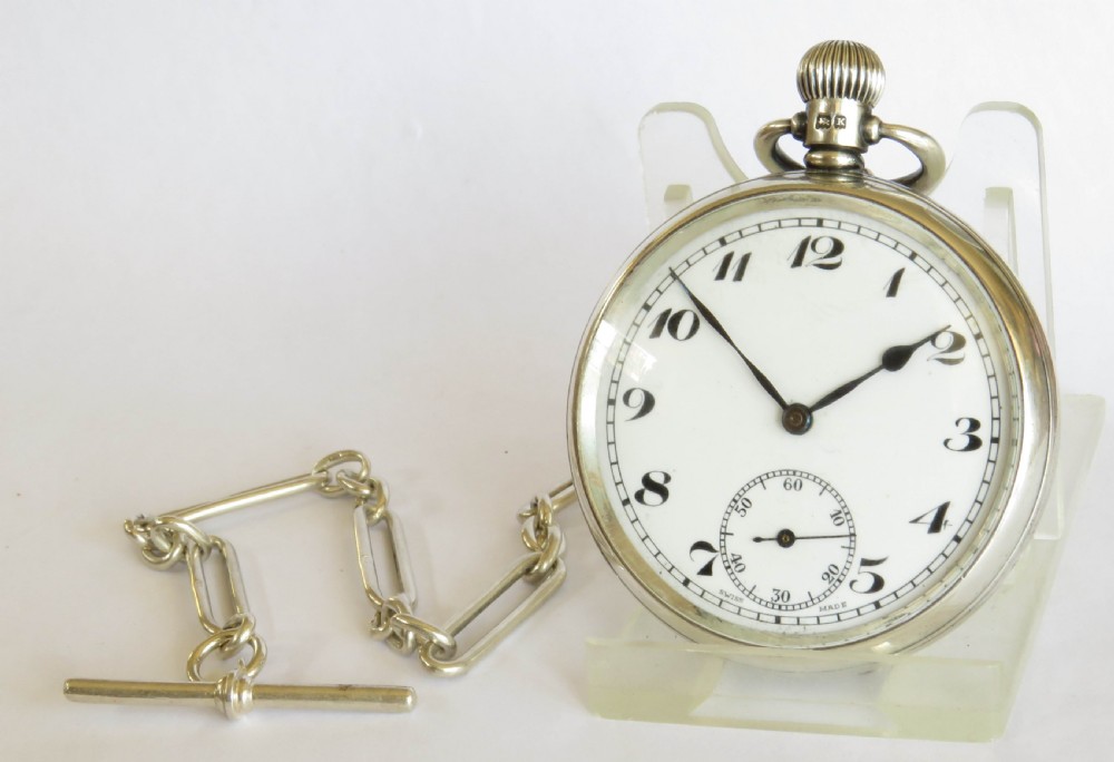Antique silver Uno pocket watch and chain