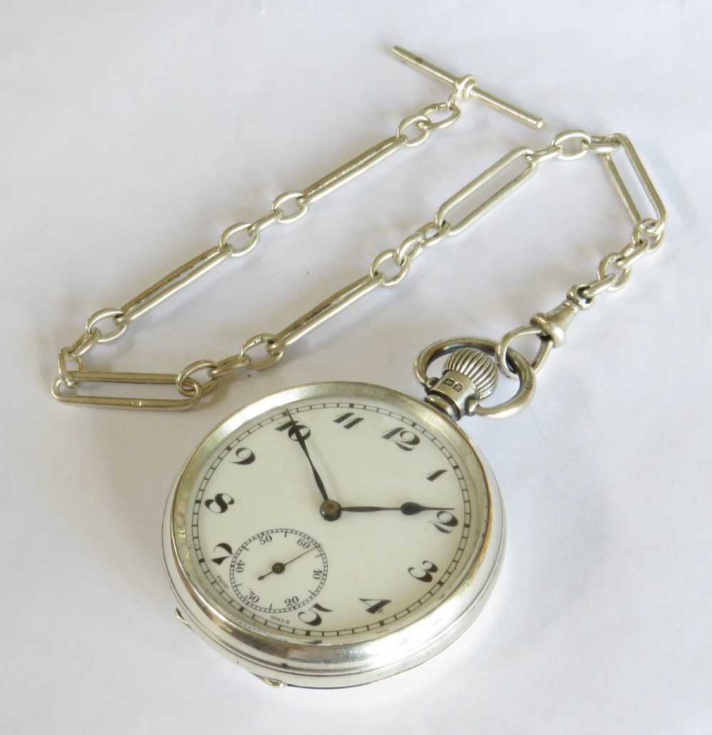 Antique silver Uno pocket watch and chain View II