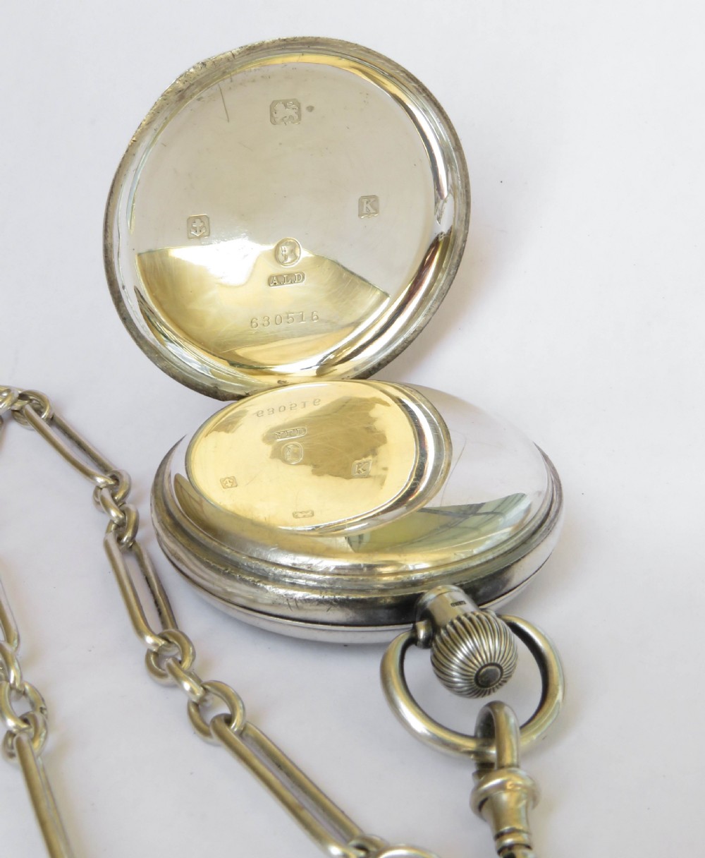 Antique silver Uno pocket watch and chain View III