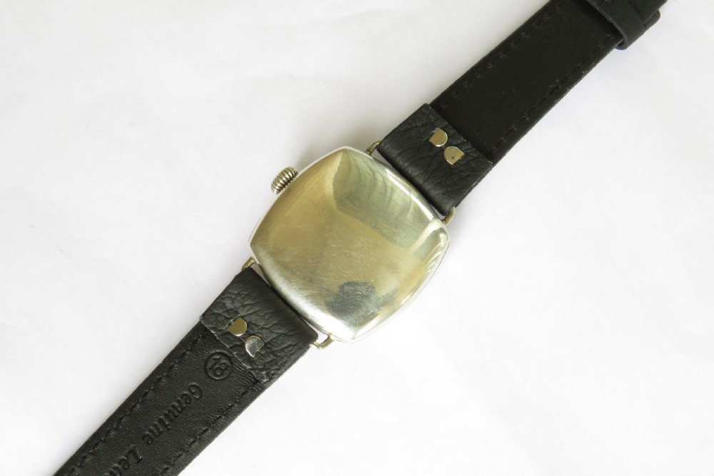 Gents antique silver cushion cased watch, 1929 View IV
