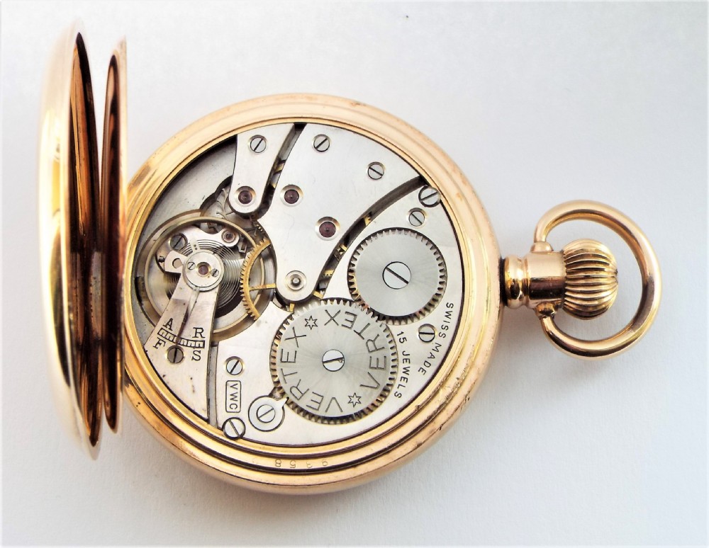 Antique 1930s Vertex full hunter pocket watch. View VI