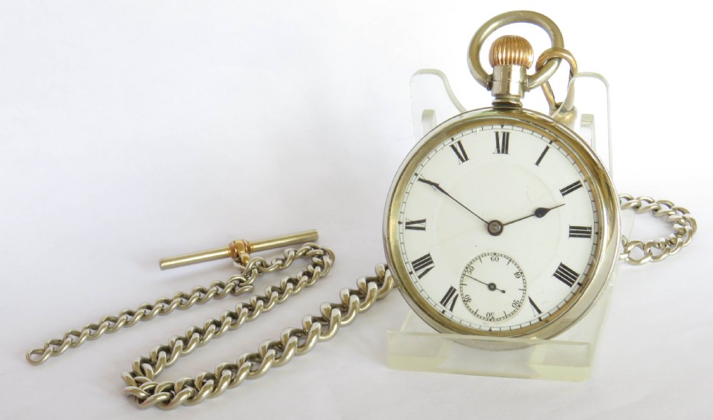 1930s nickel pocket watch and chain